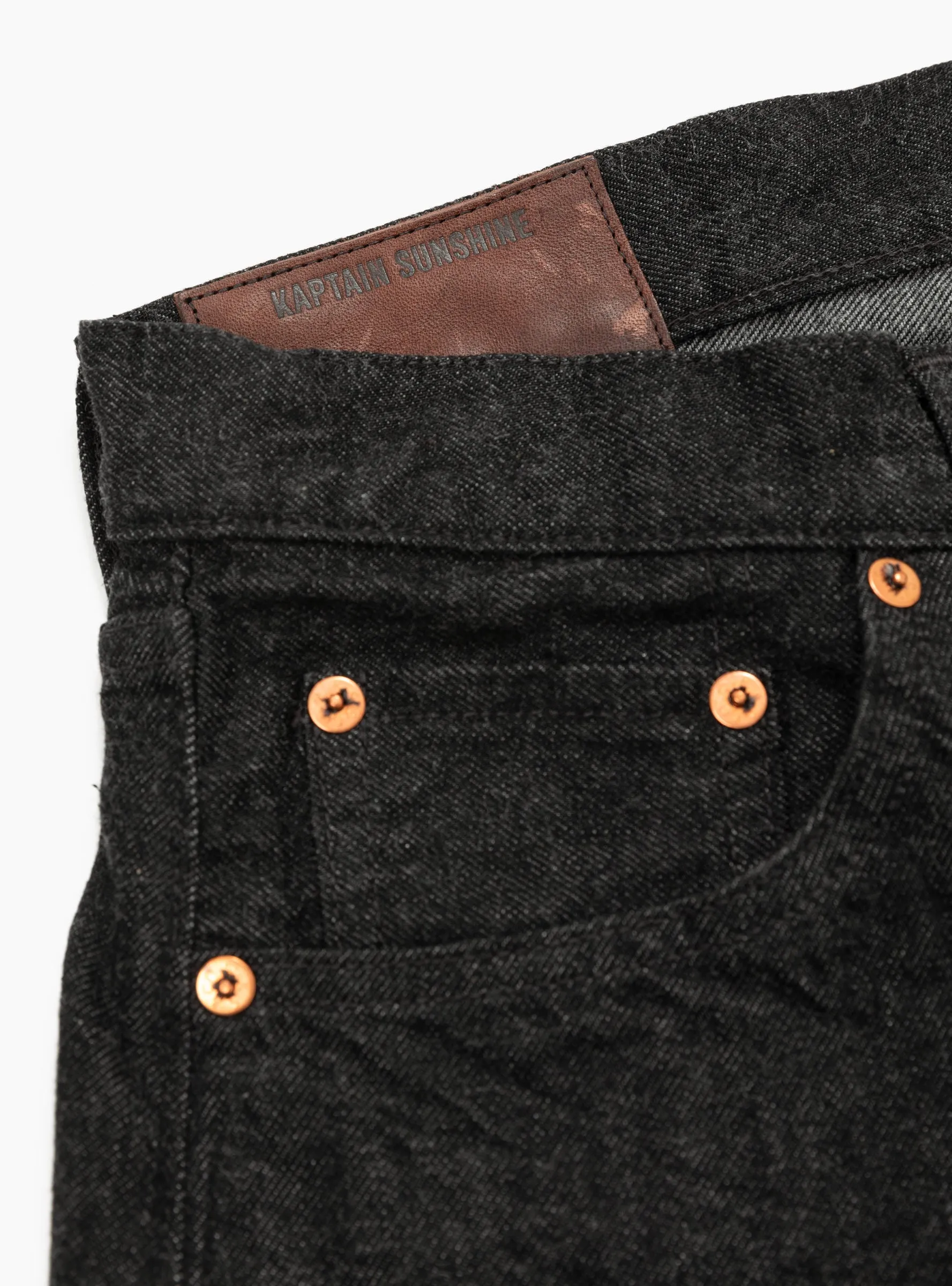 Black One Wash Zipper-Front Denim Pants with 5 Pockets