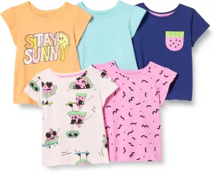 Amazon Essentials Girls and Toddlers' Short-Sleeve T-Shirts, Multipacks