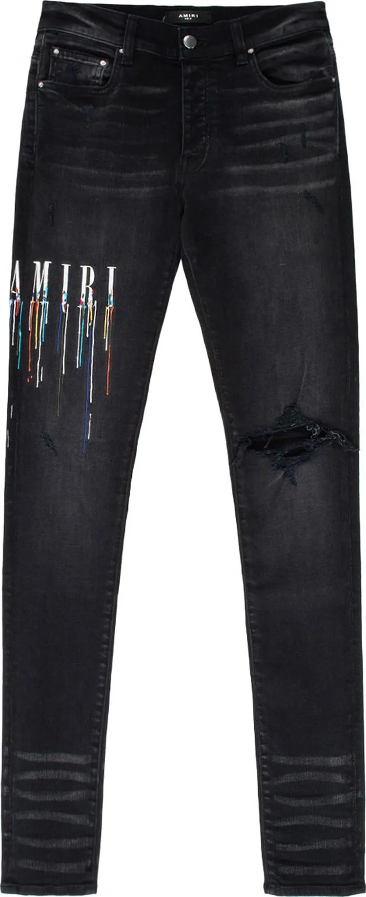 Amiri Paint Drip Logo Jean 'Aged Black', black