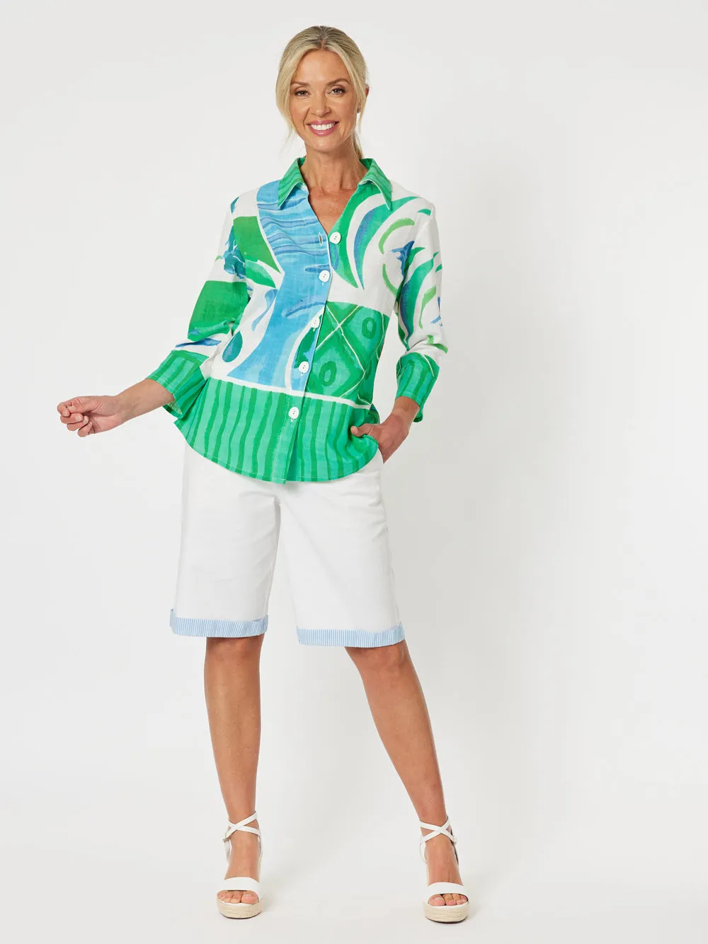 Beach Side Shirt - Green/Blue