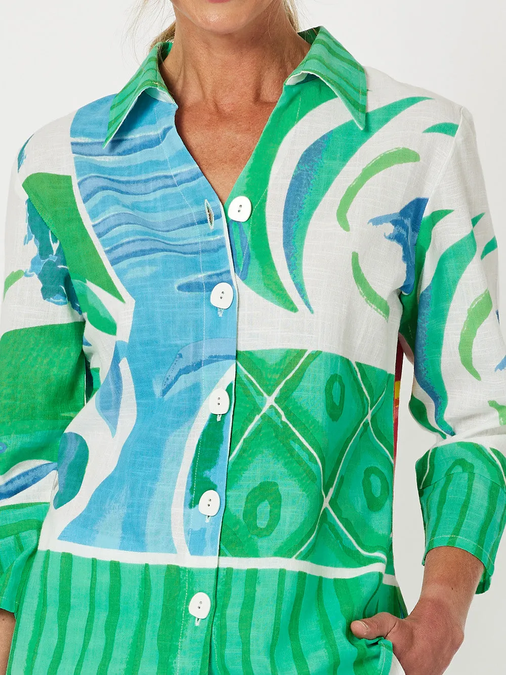 Beach Side Shirt - Green/Blue