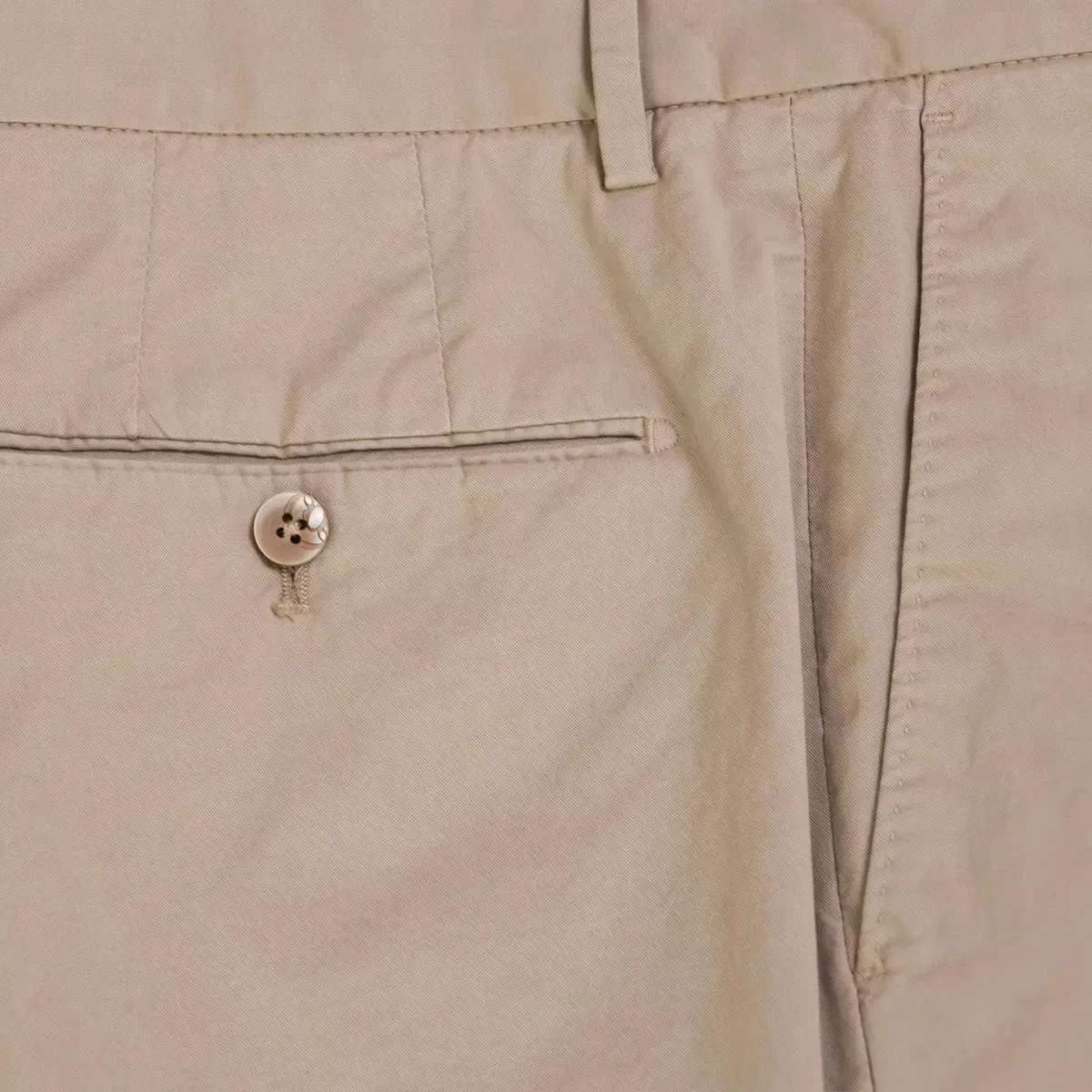 Beige Slim Fit Stretch Cotton Chino