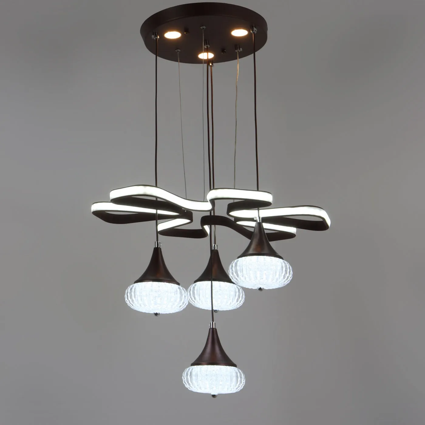 Brown Metal Hanging Light - a-216-4lp - Included Bulb