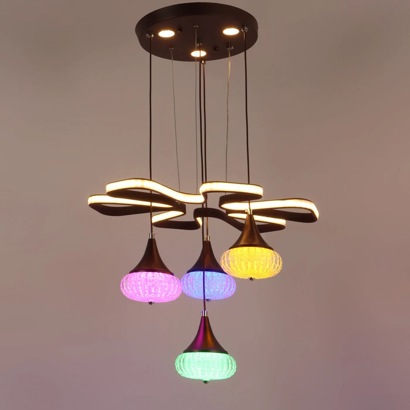 Brown Metal Hanging Light - a-216-4lp - Included Bulb