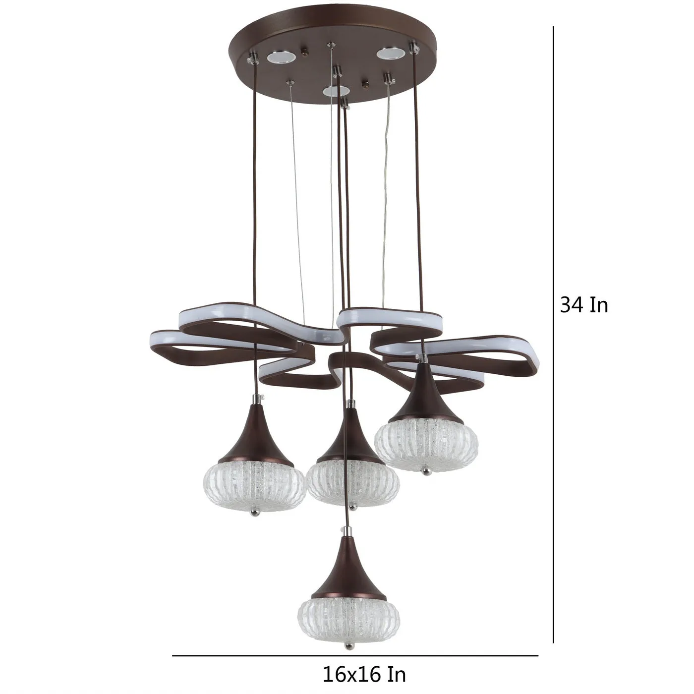 Brown Metal Hanging Light - a-216-4lp - Included Bulb