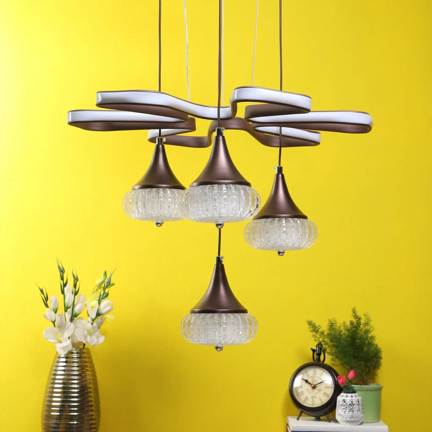 Brown Metal Hanging Light - a-216-4lp - Included Bulb