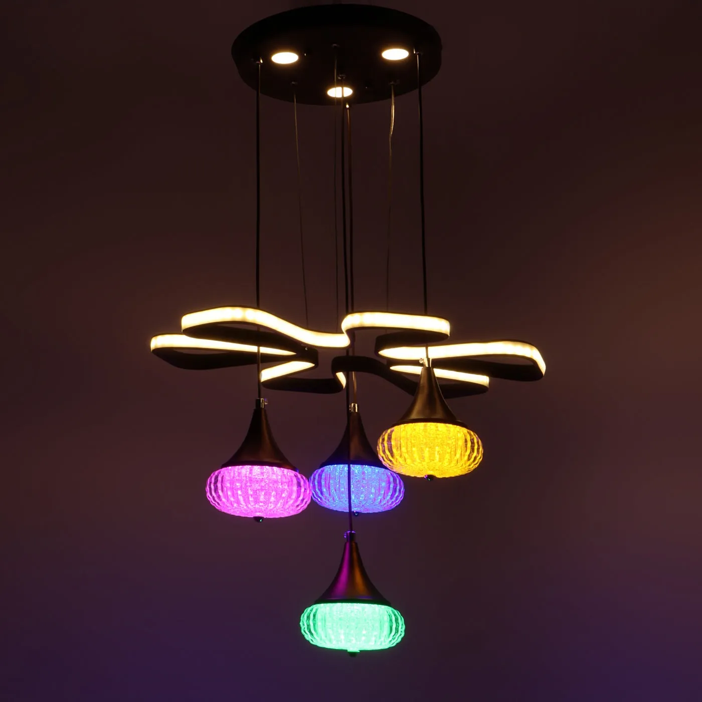Brown Metal Hanging Light - a-216-4lp - Included Bulb