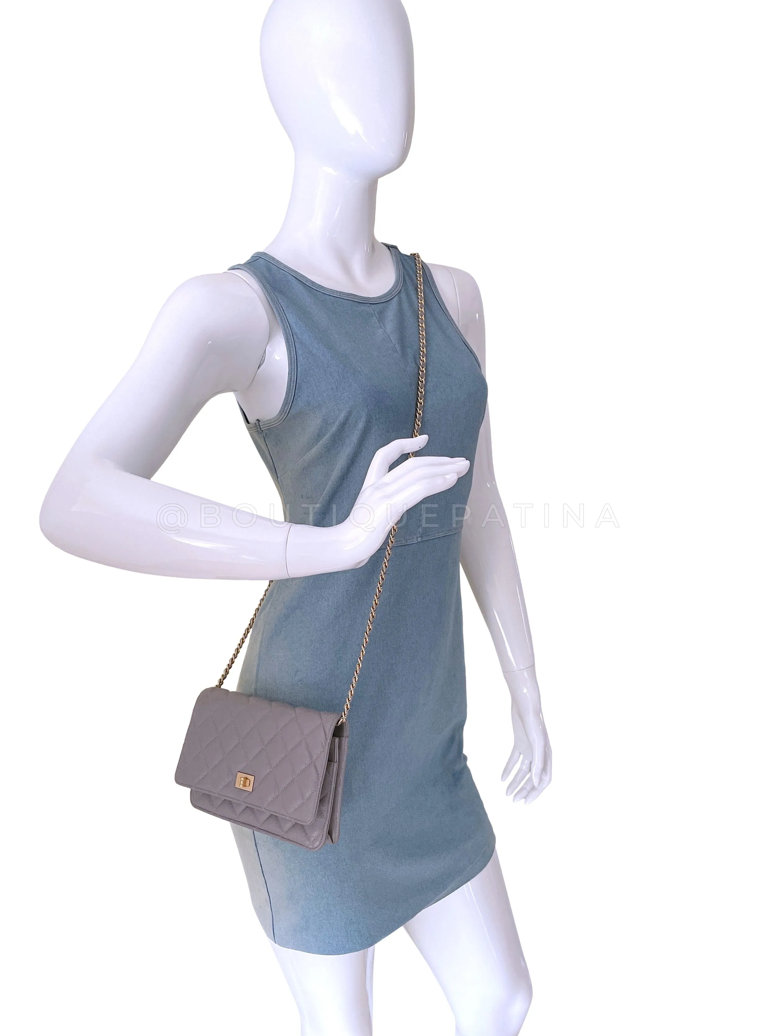 Chanel 2011 Lavender Gray Reissue Wallet on Chain Flap Bag  WOC GHW