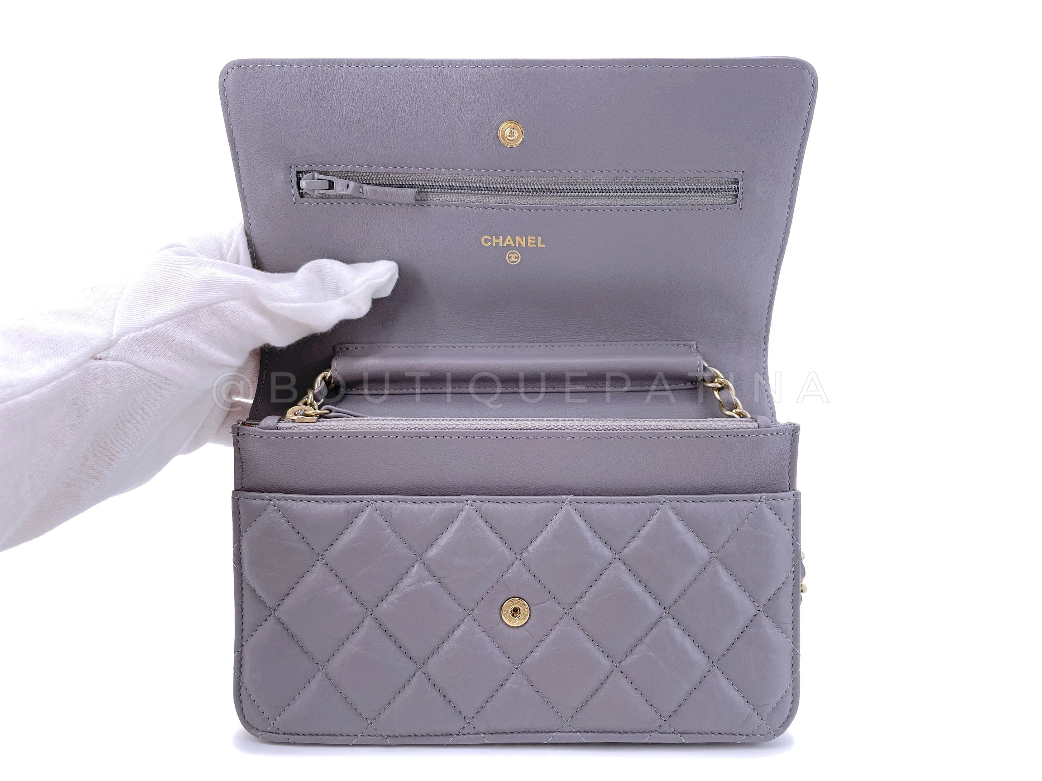 Chanel 2011 Lavender Gray Reissue Wallet on Chain Flap Bag  WOC GHW