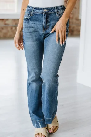 Conrad Distressed Washed Flare Jean