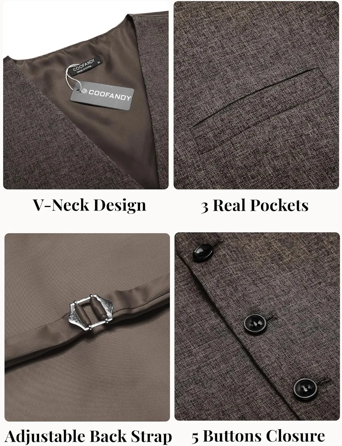 COOFANDY Men Casual Suit Vest Formal Dress Vest Slim Fit Waistcoat Business Wedding
