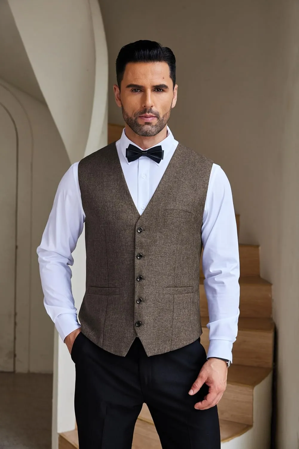 COOFANDY Men Casual Suit Vest Formal Dress Vest Slim Fit Waistcoat Business Wedding