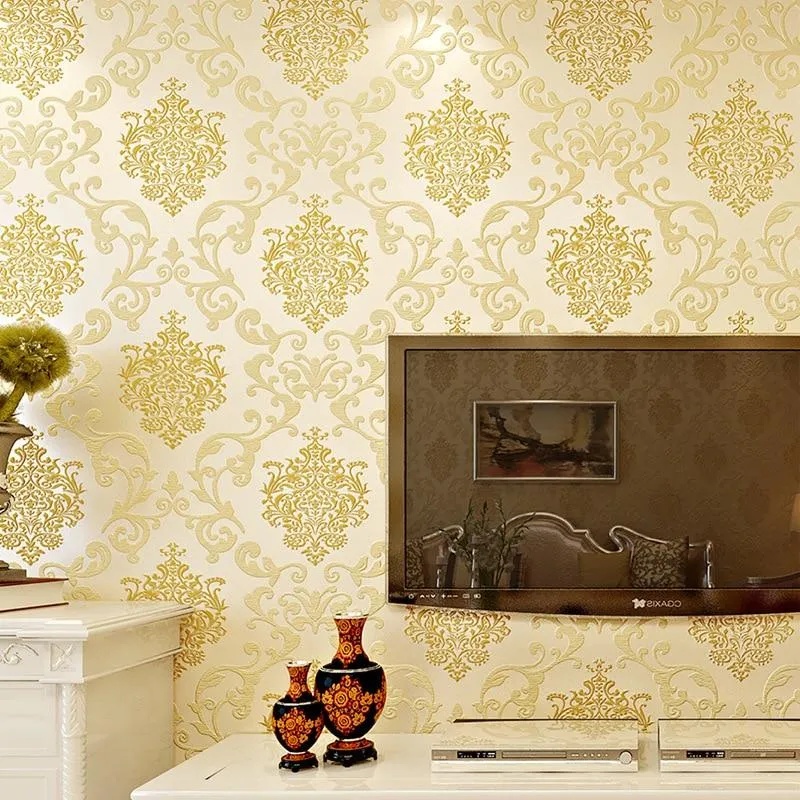 Damascus Styles Nonwoven fabric Wallpaper Design Rolls