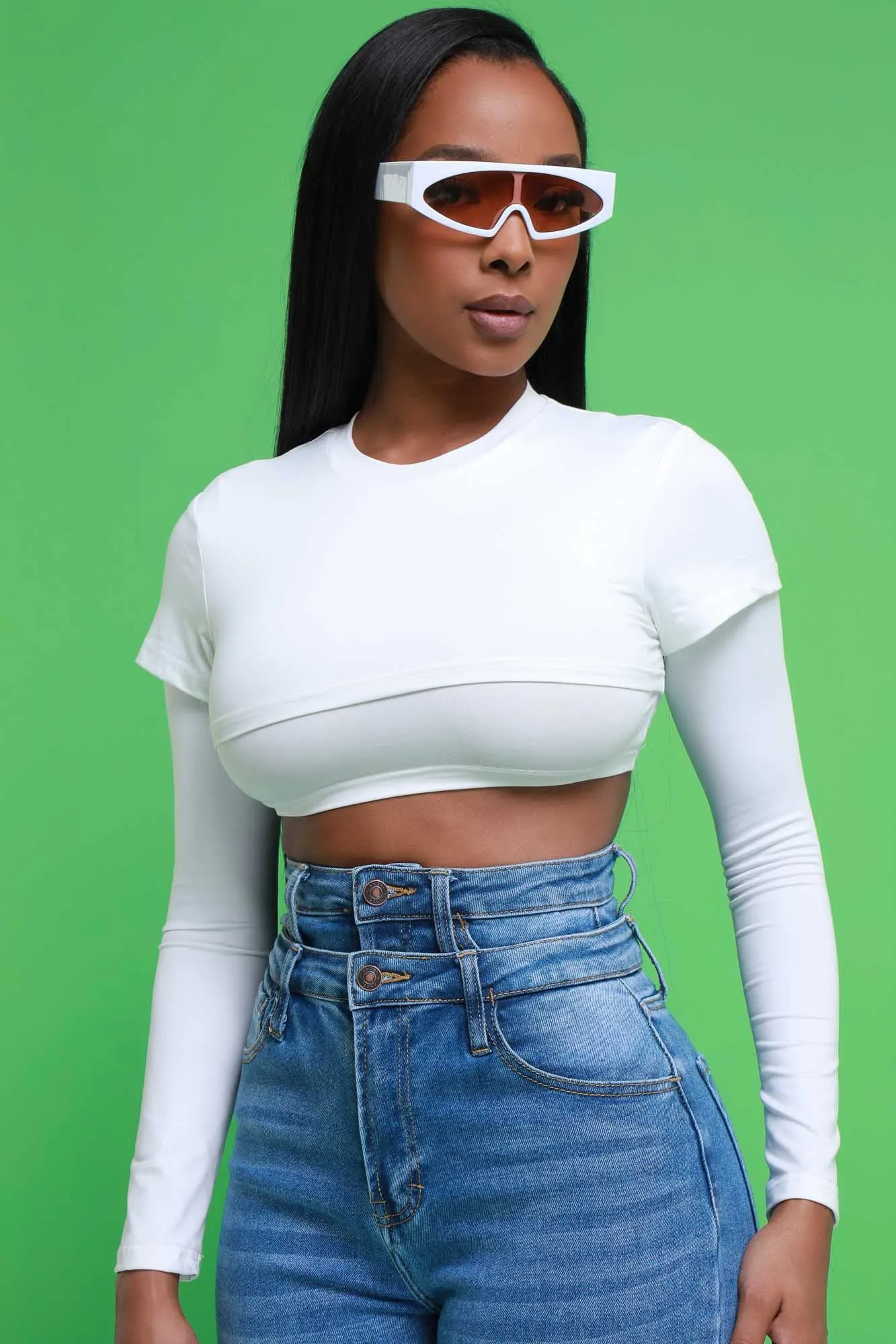Dig Deeper Double Layer Crop Top - White