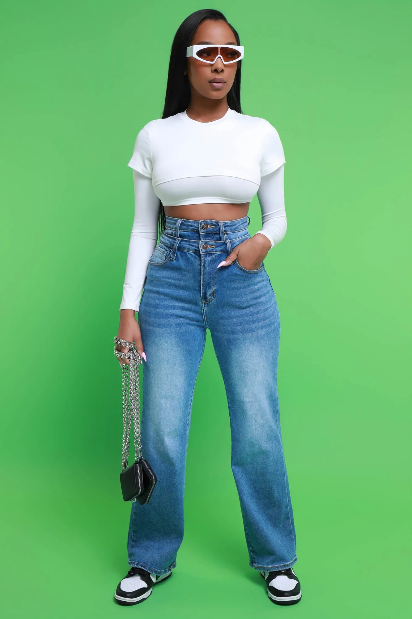 Dig Deeper Double Layer Crop Top - White