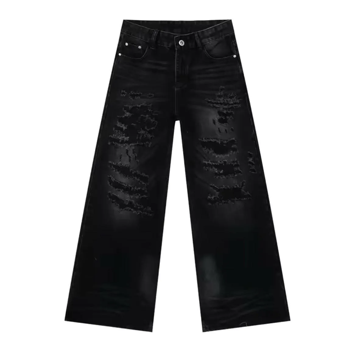 Distressed Black Baggy Jeans