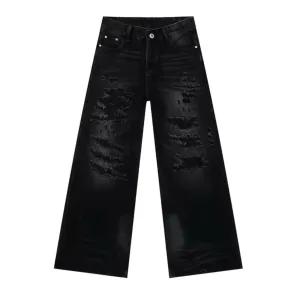 Distressed Black Baggy Jeans