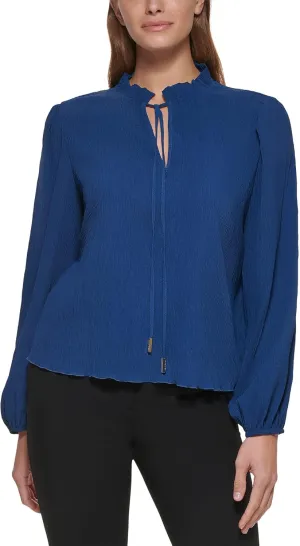 DKNY Women's Long Balloon Sleeve Blouse