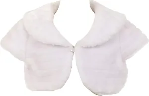 Dreamer P Little Girls White Short Sleeve Faux Fur Jacket Winter