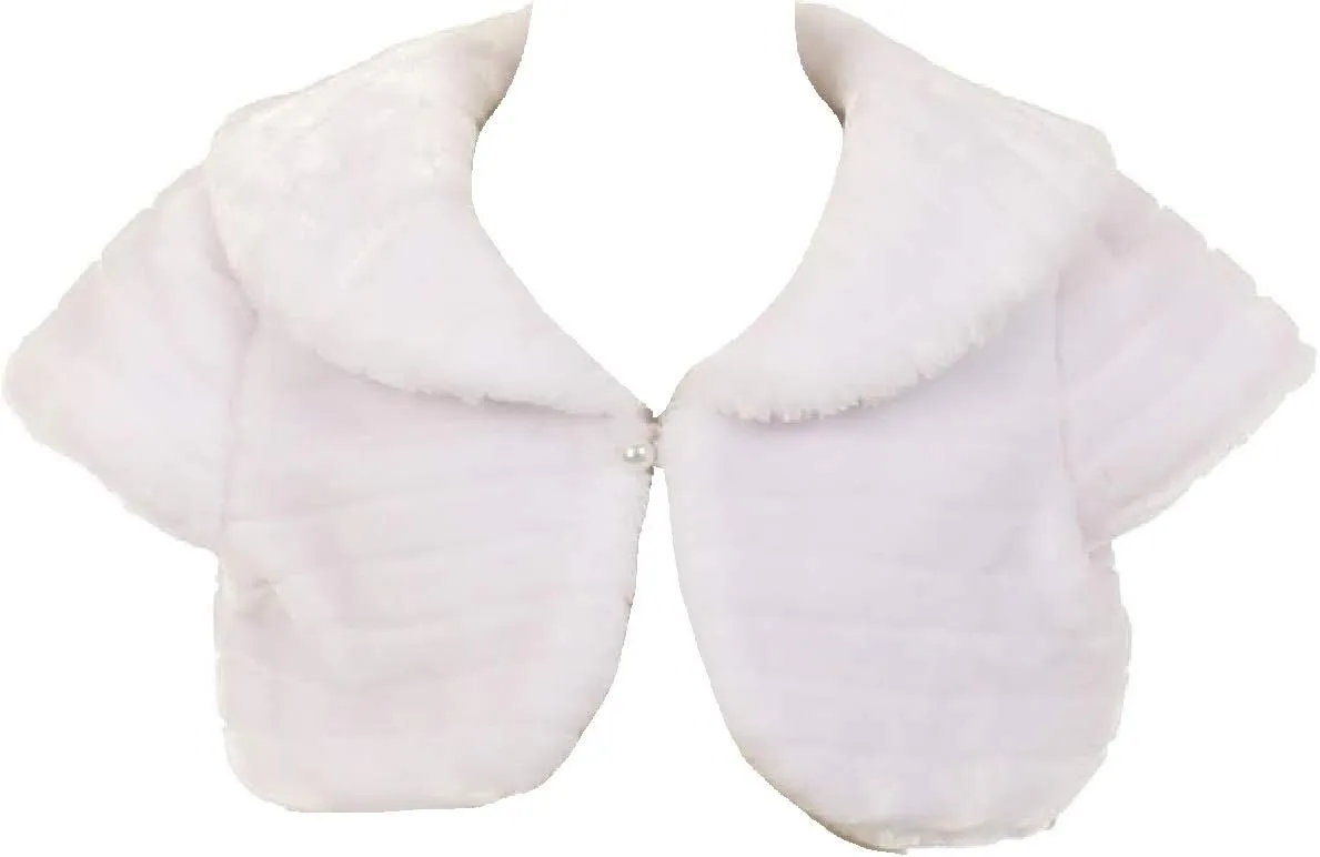 Dreamer P Little Girls White Short Sleeve Faux Fur Jacket Winter