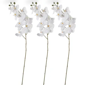 Faux White Orchids set of 3 |3 38" scented flower | Vintage Real touch artificial orchids| home decor| Flower diffuser | By Fiori Sempre