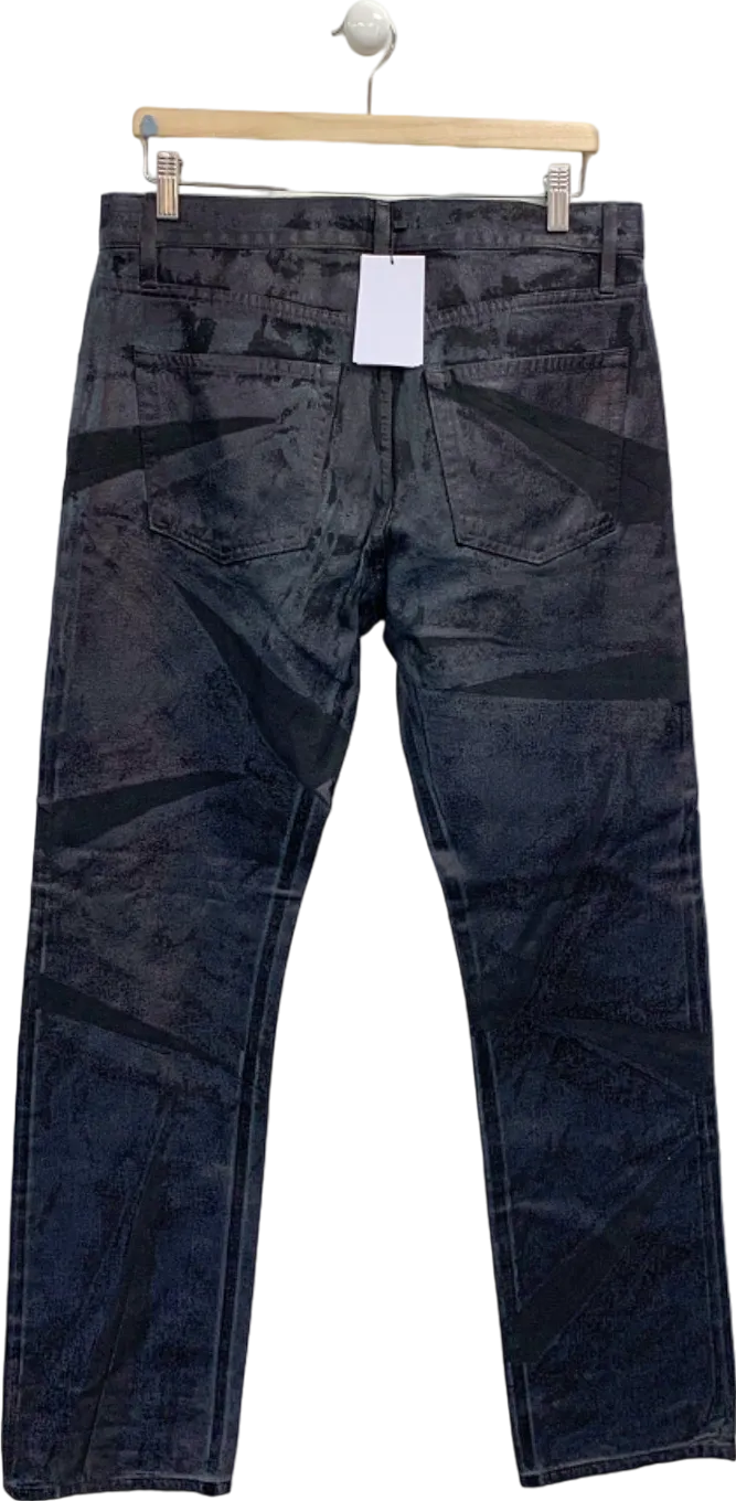 Helmut Lang Black Distress Metal Crash Foil Low Rise ST Jeans W32