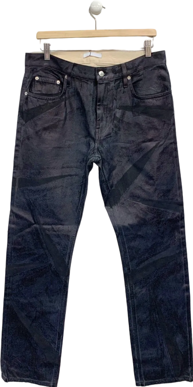 Helmut Lang Black Distress Metal Crash Foil Low Rise ST Jeans W32