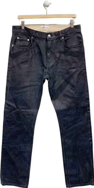 Helmut Lang Black Distress Metal Crash Foil Low Rise ST Jeans W32