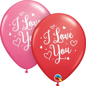 I Love You Hearts Script Balloon-2pcs.