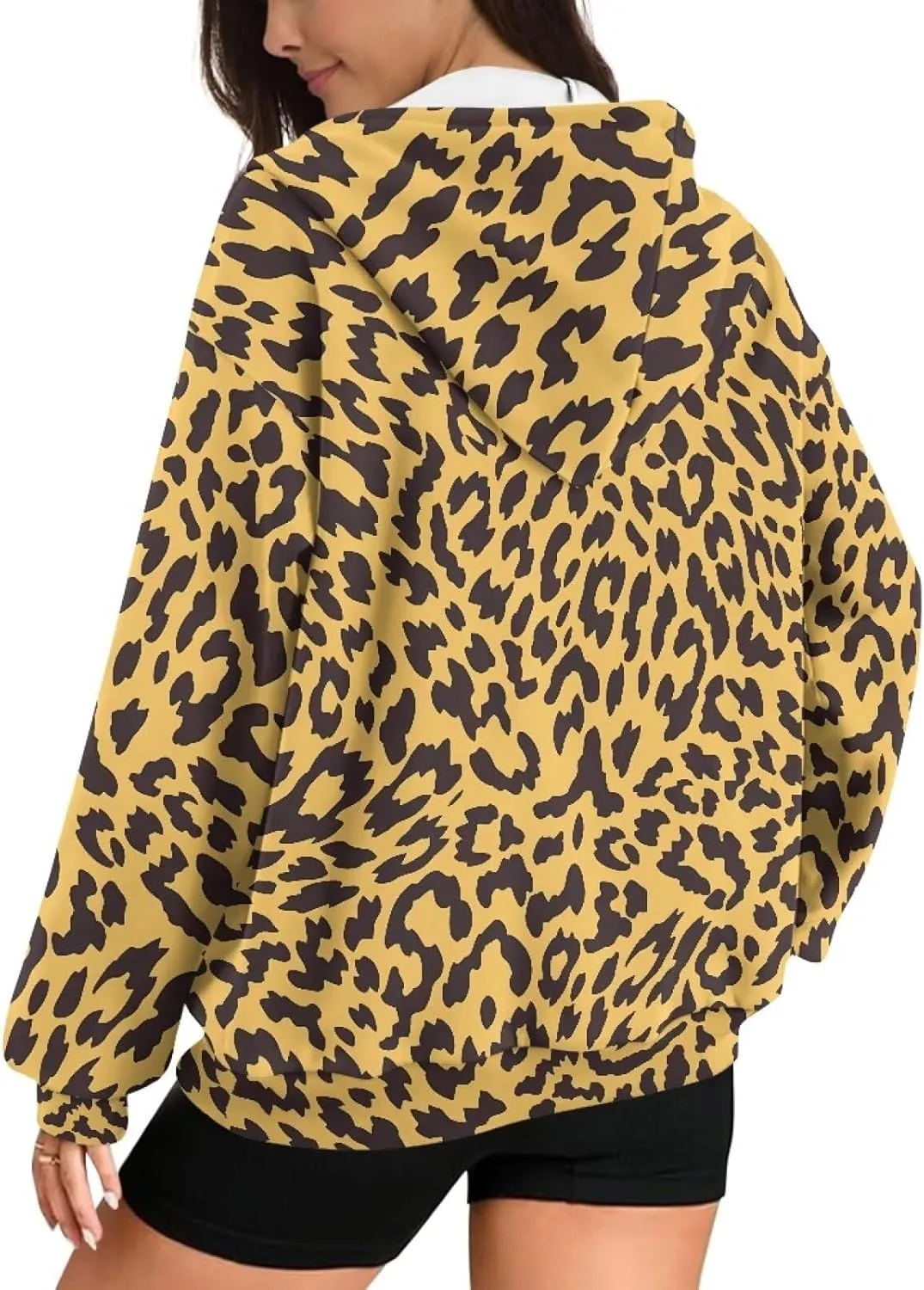 Irisjudy Black Cat Women's Full Zip Up Hoodie LGBT Love Oversized Sweatshirts Street Graffiti Fall Y2K Hoodies with Pockets