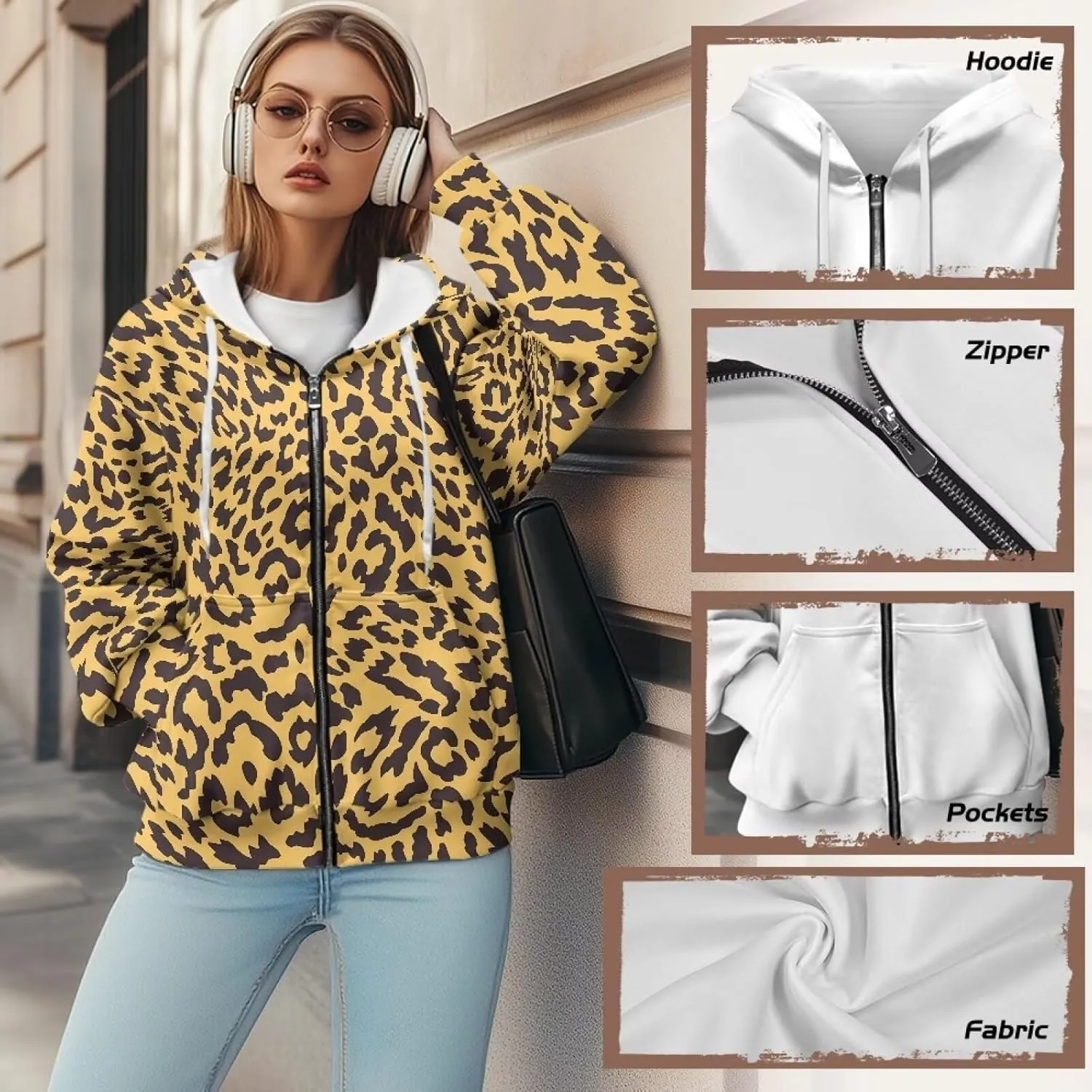 Irisjudy Black Cat Women's Full Zip Up Hoodie LGBT Love Oversized Sweatshirts Street Graffiti Fall Y2K Hoodies with Pockets