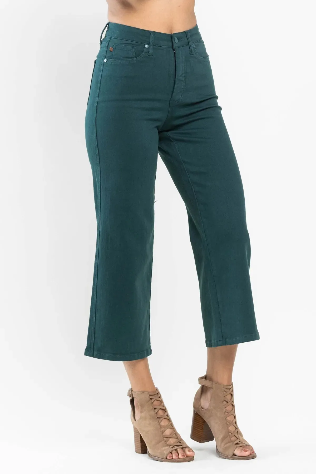Judy Blue Cropped Wide Leg in Teal