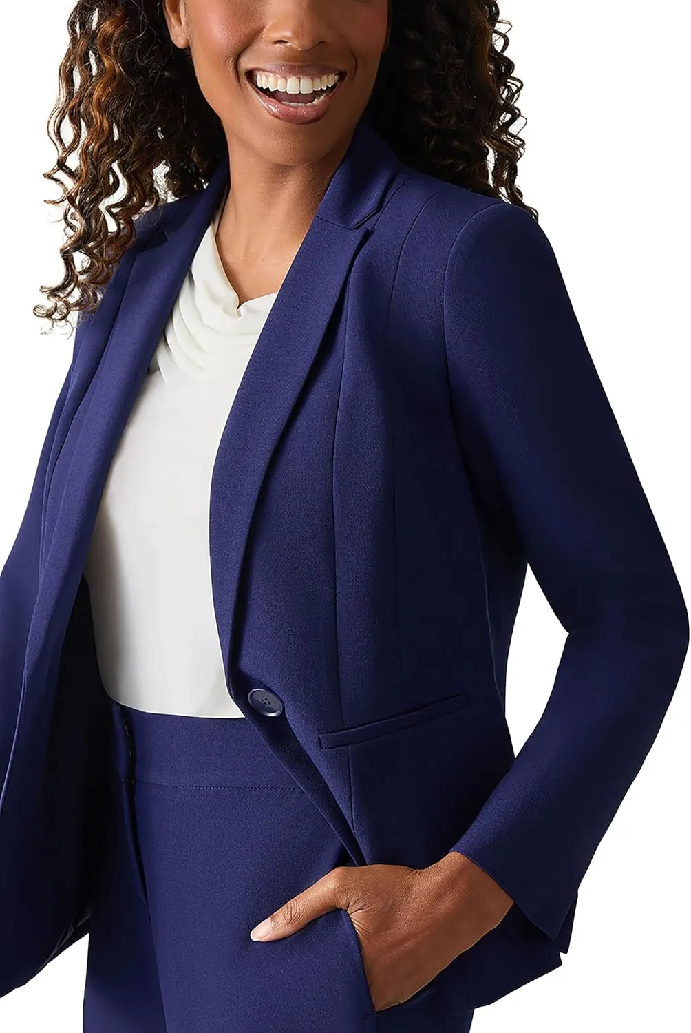Kasper Women's Petite One Button Blazer-Black