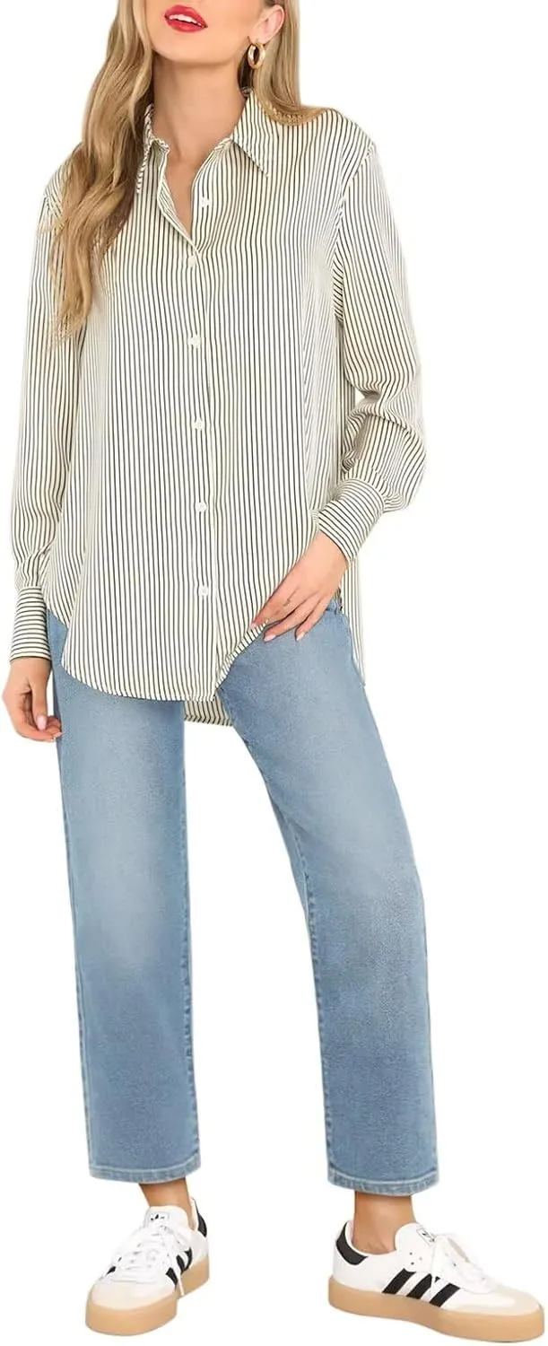 KDF Women's Cropped Straight Leg Jeans - High Waisted Jeans for Women 7/8 Length Denim Pants with Crop Hem