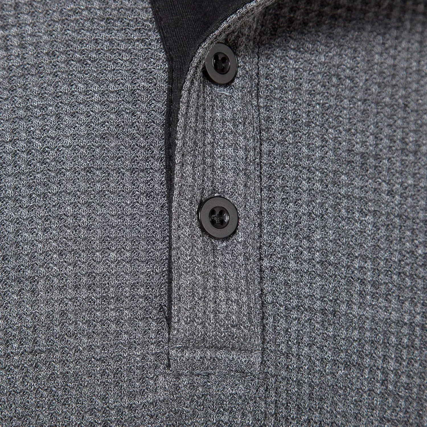 LOCALMODE Men's Casual Crew Neck Long Sleeve T Shirts of Waffle Henley