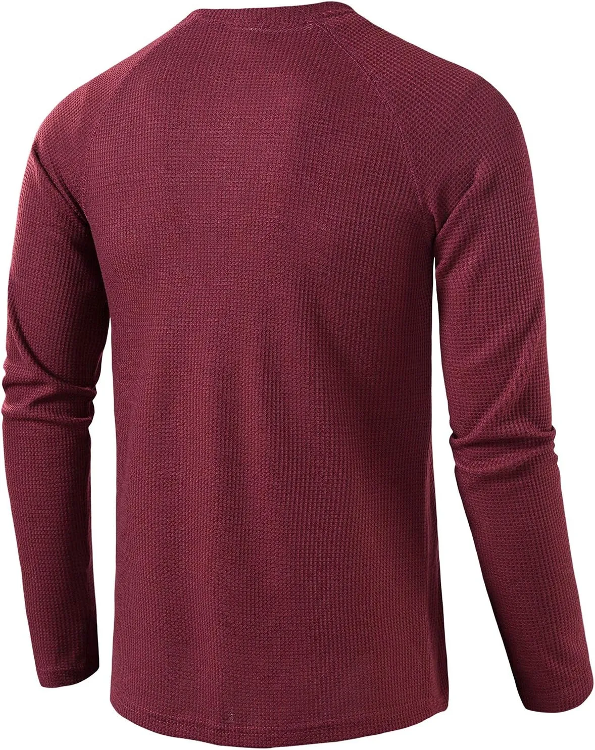 LOCALMODE Men's Casual Crew Neck Long Sleeve T Shirts of Waffle Henley