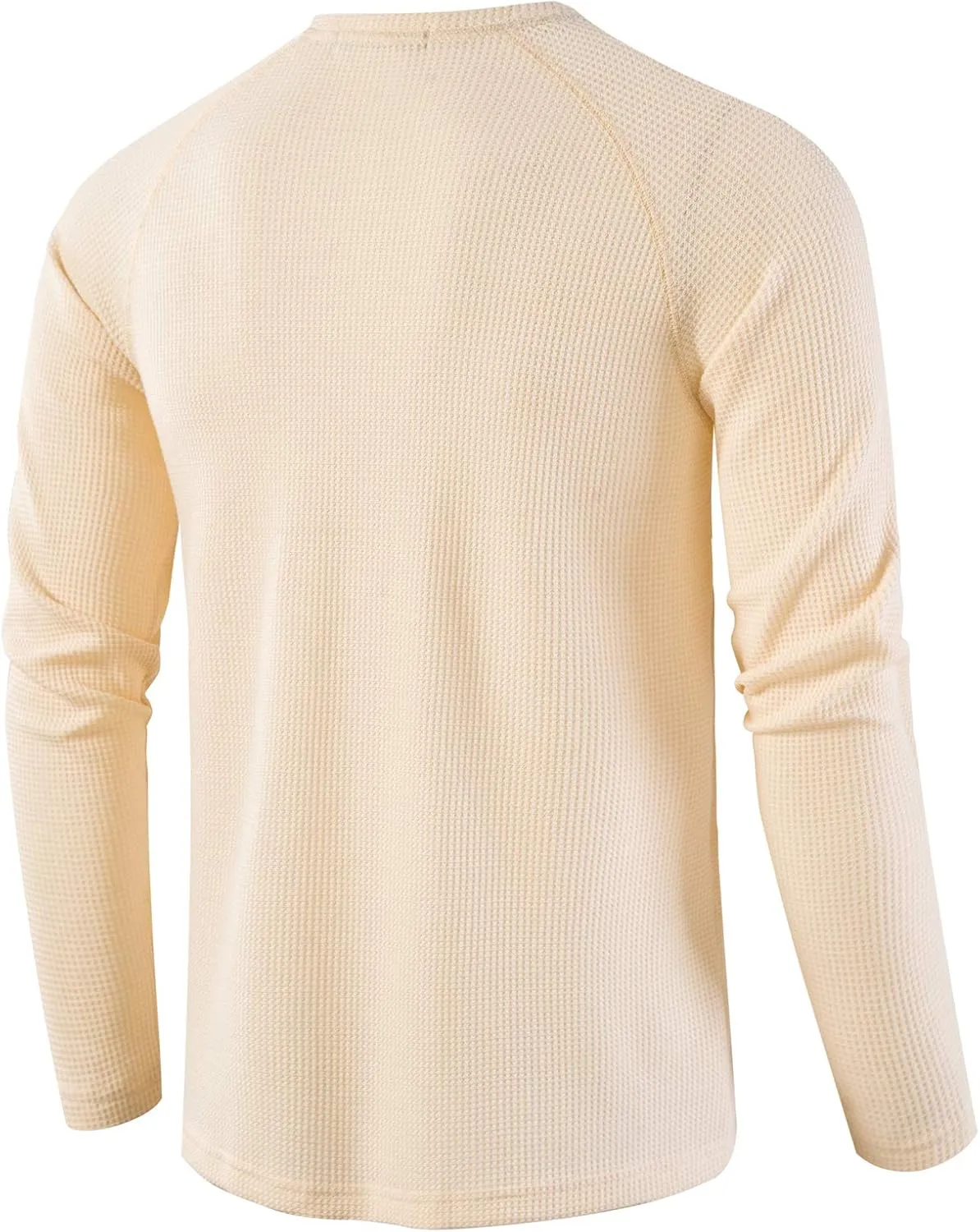 LOCALMODE Men's Casual Crew Neck Long Sleeve T Shirts of Waffle Henley