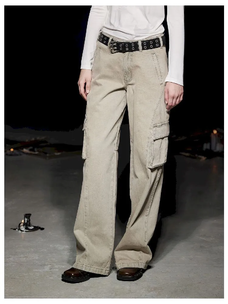 Low Rise Heavy Washed Pocket Workwear Vintage Jeans【s0000005491】