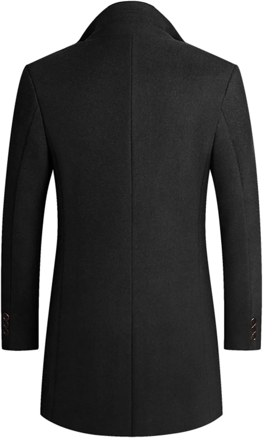 Lu's Chic Men's Wool Blend Coat Slim Fit Pea Coats Winter Thermal Single Breasted Coat Jacket Pocket Long Sleeve Overcoat