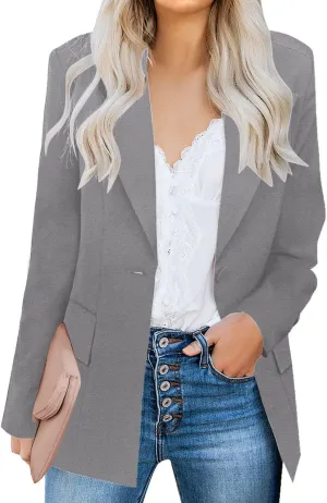 luvamia Women's Casual Long Sleeve Lapel Button Slim Work Office Blazer Jacket