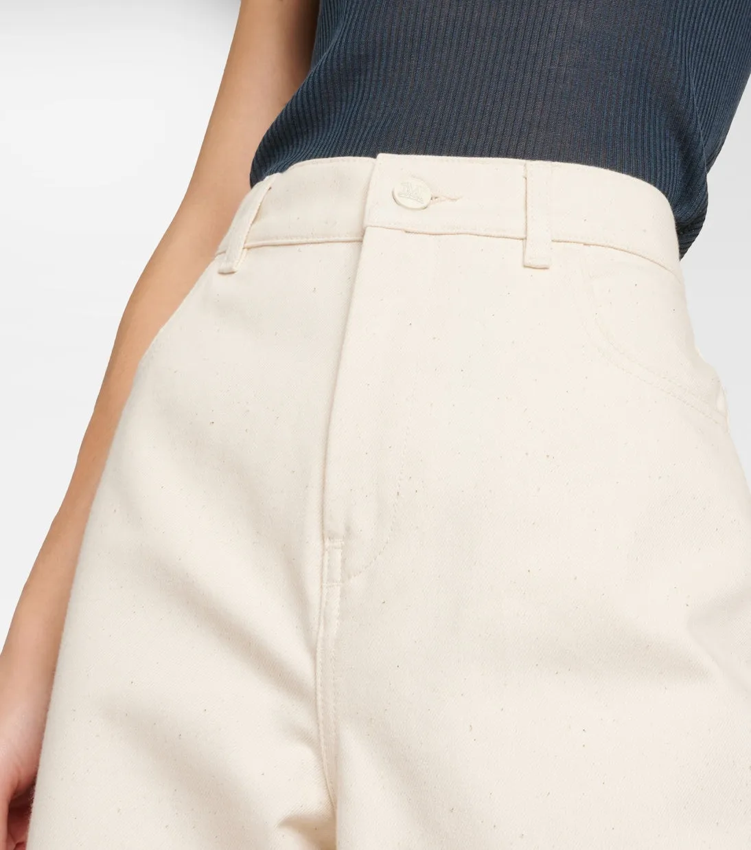 Max Mara High Waist Wide Leg Segnale Jeans, White