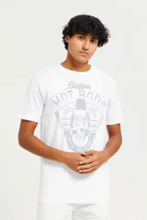 Men White Printed  Graphic T-Shirt