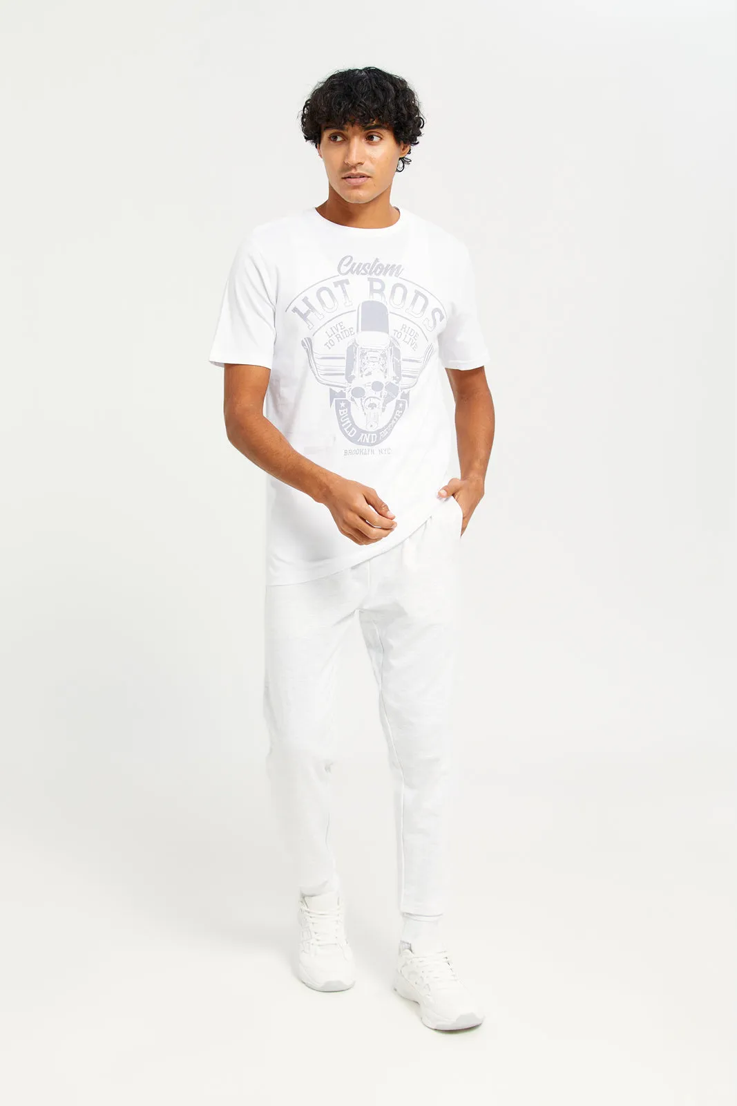 Men White Printed  Graphic T-Shirt