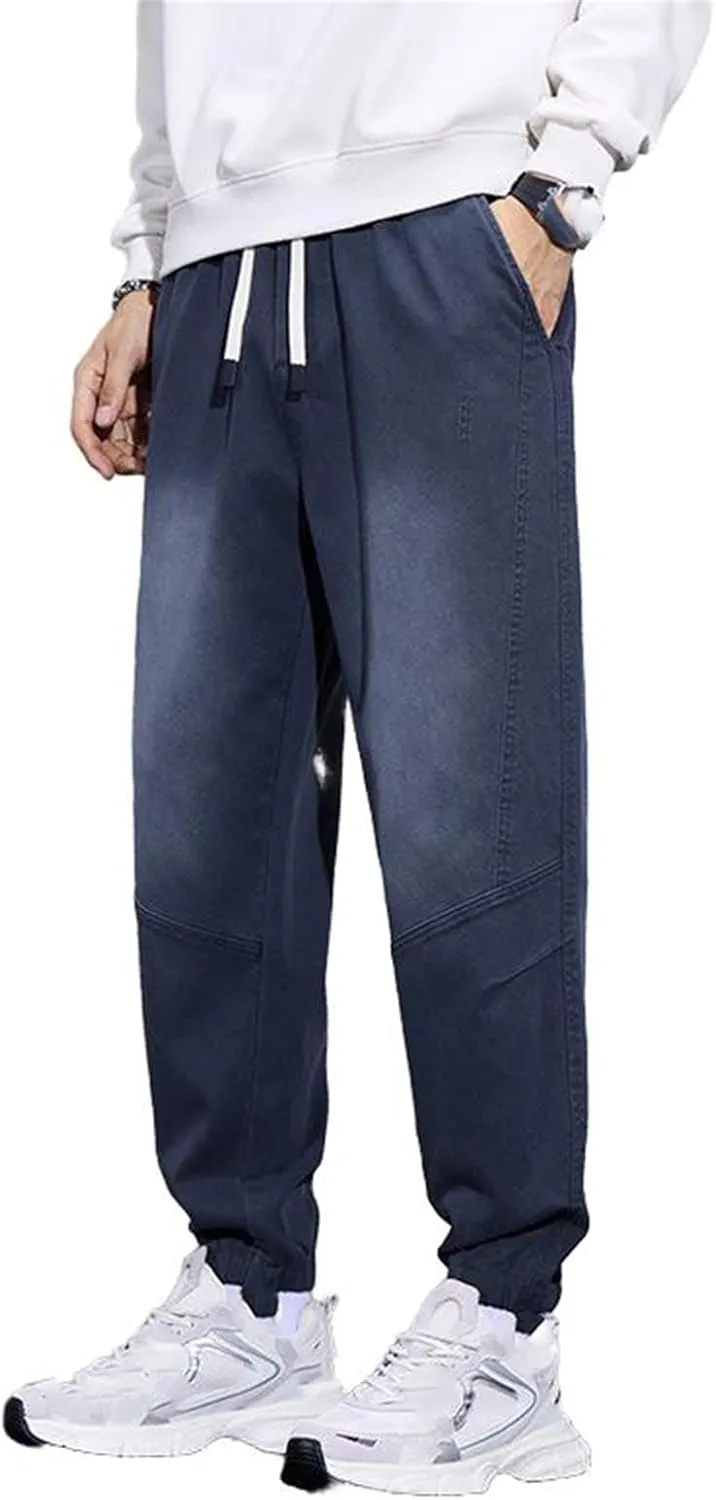 Men's Pant Casual Spring Fall American Vintage High Street Youth Drawstring Harem Trouser for Men