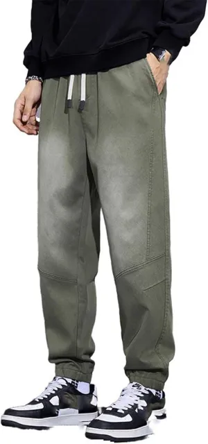 Men's Pant Casual Spring Fall American Vintage High Street Youth Drawstring Harem Trouser for Men