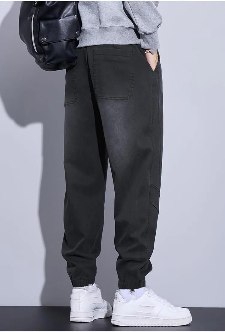 Men's Pant Casual Spring Fall American Vintage High Street Youth Drawstring Harem Trouser for Men