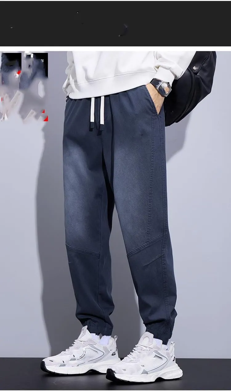 Men's Pant Casual Spring Fall American Vintage High Street Youth Drawstring Harem Trouser for Men