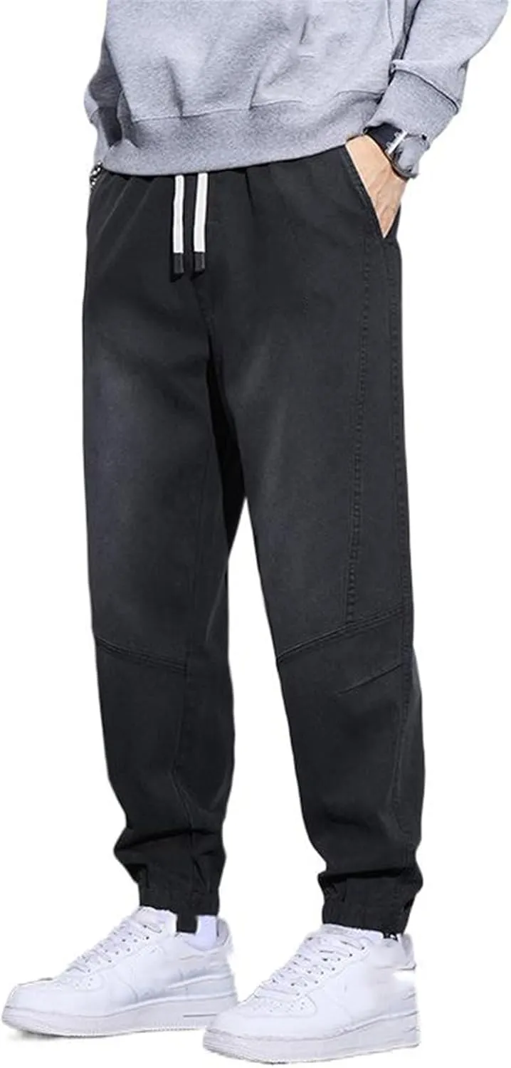 Men's Pant Casual Spring Fall American Vintage High Street Youth Drawstring Harem Trouser for Men