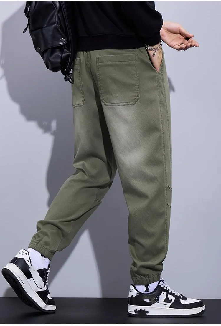 Men's Pant Casual Spring Fall American Vintage High Street Youth Drawstring Harem Trouser for Men