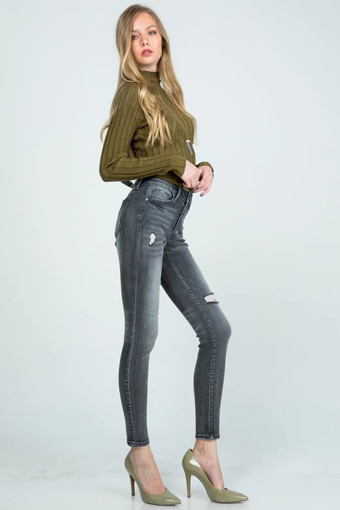 Mid Rise Skinny Button Fly Jeans